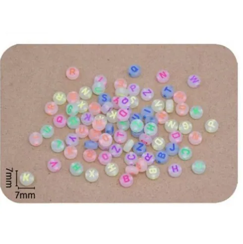 Cuentas De Letras Colores 7X7MM