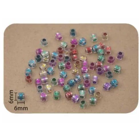 Cuentas De Letras Colores 6X6MM
