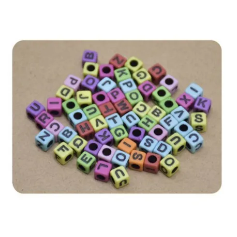Cuentas De Letras Colores 6X6MM