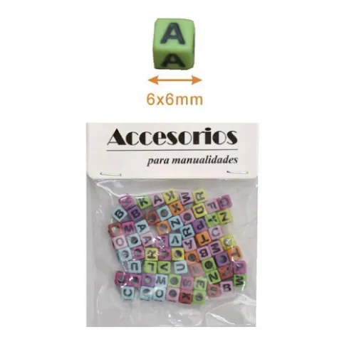Cuentas De Letras Colores 6X6MM