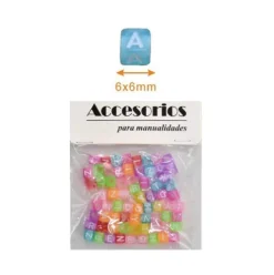 Cuentas De Letras Colores 6X6MM