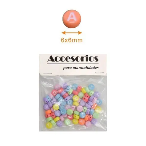 Cuentas De Letras Colores 6X6MM