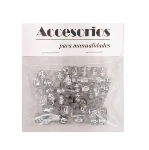 Cuentas De Letras Plata 6X6MM