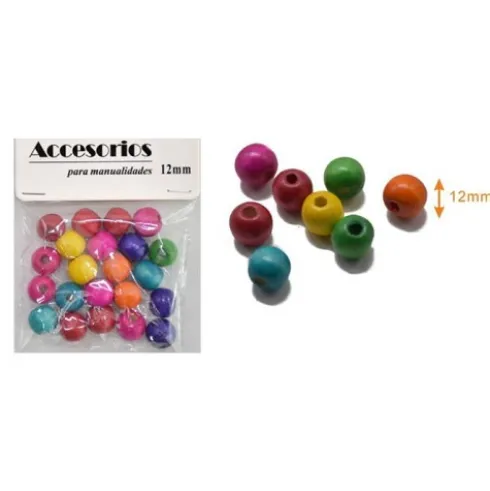 Cuentas De Madera Multicolor 12MM