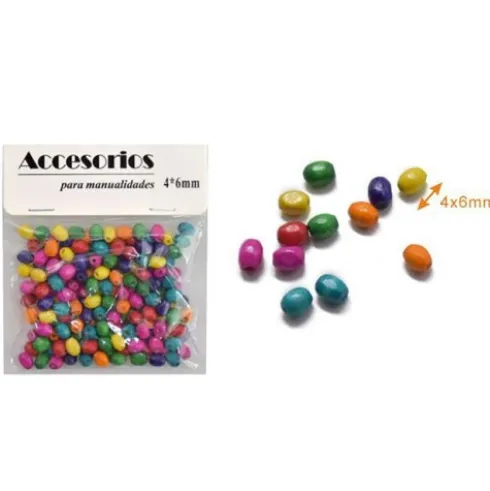 Cuentas De Madera Multicolor 4X6MM