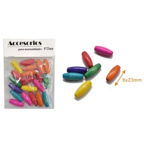 Cuentas De Madera Multicolor 8X23MM