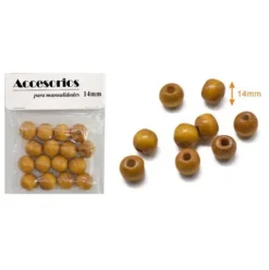 Cuentas De Madera Pardo 14MM