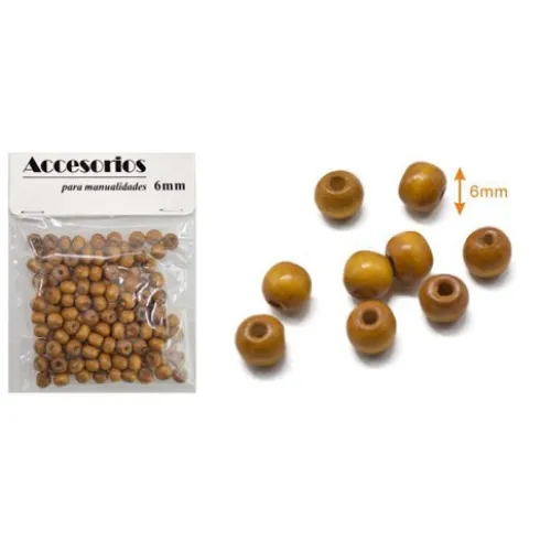 Cuentas De Madera Pardo 6MM