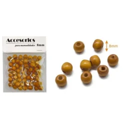 Cuentas De Madera Pardo 8MM