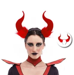 Diadema Demonio Con Pelos Rojos