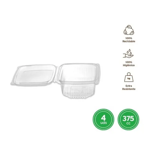 Envase Tapa Reutilizable Transparente 375CC