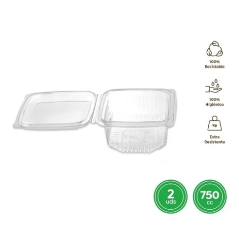 Envase Tapa Reutilizable Transparente 750CC