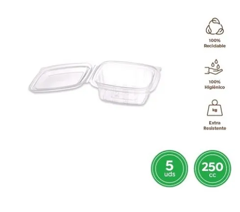 Envase Tapa Reutilizable Transparente 250CC