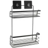 Estante Baño 2 Estantes Acero con Tarjetas Adhesivas – Negro