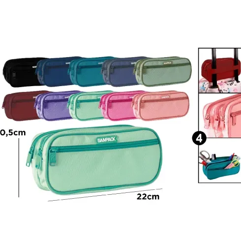 Estuche Plumier Cuatro Cremalleras Sampack