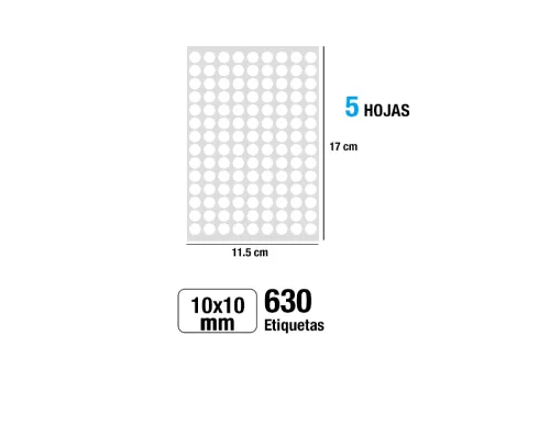 Etiquetas Blancas Ø10MM 630U