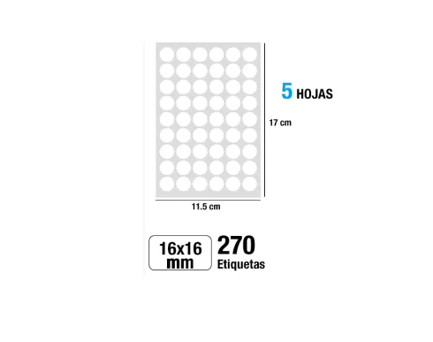 Etiquetas Blancas Ø16MM 270U