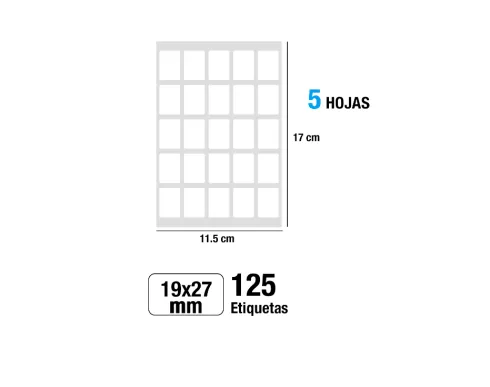 Etiquetas Blancas 19x27MM 125U