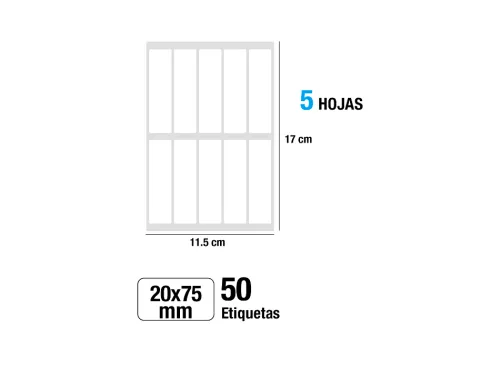 Etiquetas Blancas 20X75MM 50U