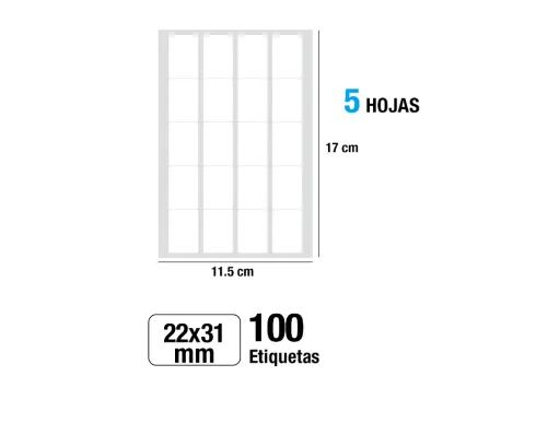 Etiquetas Blancas 22x31MM 100U