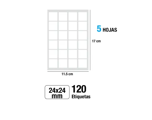 Etiquetas Blancas 24X24MM 120U
