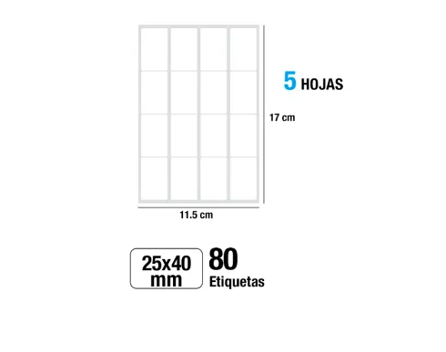 Etiquetas Blancas 25X40MM 80U