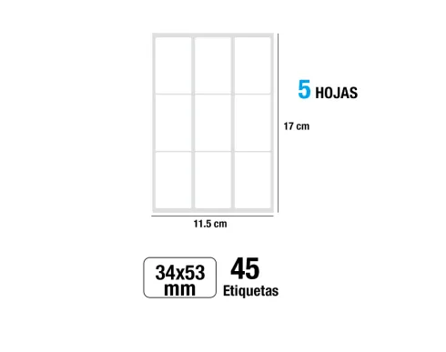 Etiquetas Blancas 34X53MM 45U