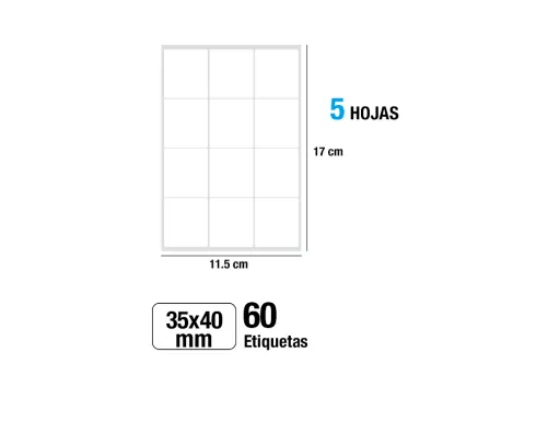 Etiquetas Blancas 35X40MM 60U