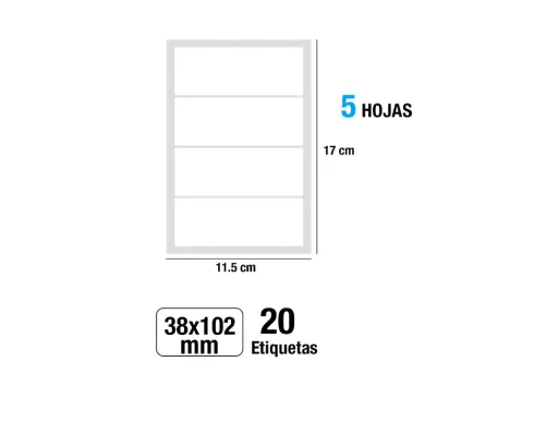 Etiquetas Blancas 38X102MM 20U
