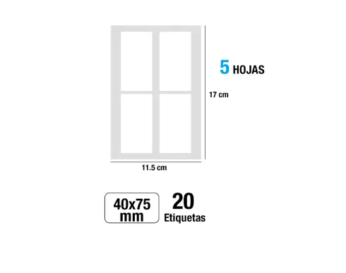 Etiquetas Blancas 40X75MM 20U