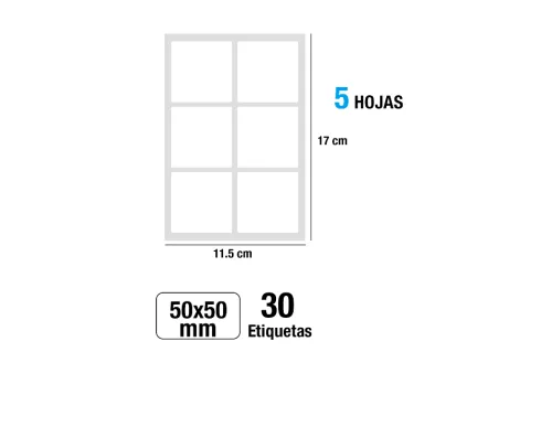 Etiquetas Blancas 50X50MM 30U
