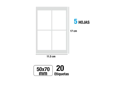 Etiquetas Blancas 50X70MM 20U