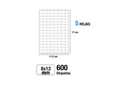 Etiquetas Blancas 8X12MM 600U