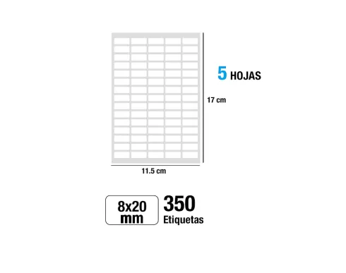 Etiquetas Blancas 8X20MM 350U