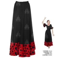 Falda Doble Volante Lunar Rojo/Negro