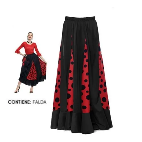 Falda Quillas Lunar Rojo/Negro