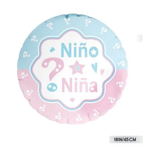 Globo Foil Redondo Gender Reveal 45cm