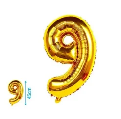 Globo Mylar Números Oro 45cm