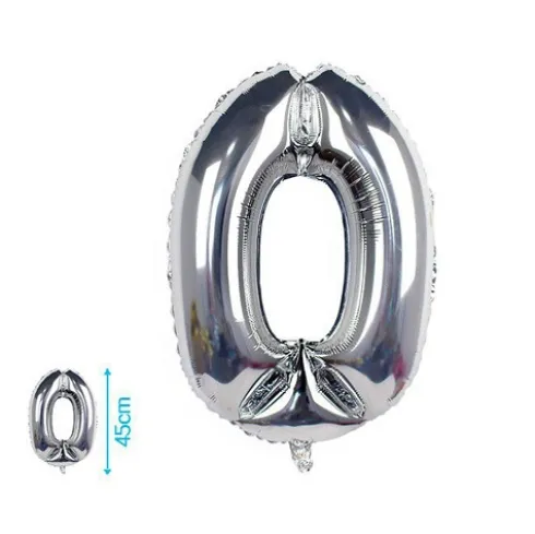 Globo Mylar Números Plata 45cm