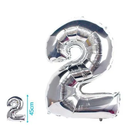 Globo Mylar Números Plata 45cm