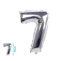 Globo Mylar Números Plata 45cm