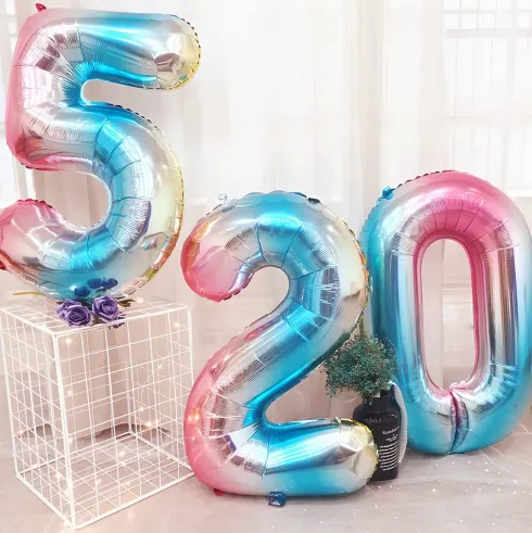 Globo Mylar Números Rosa/Azul 110cm