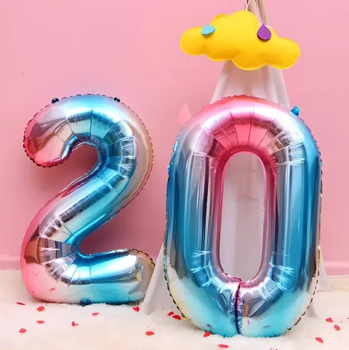 Globo Mylar Números Rosa/Azul 110cm