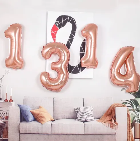 Globo Mylar Números Rosa Oro 110cm