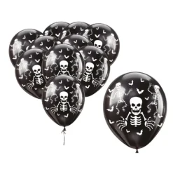 Globos Látex Halloween Esqueleto Negro 30cm 10pcs
