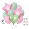 Globos Mylar Estrellas Corazón 10pcs Pastel