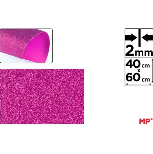 Goma EVA C/Purpurina Fucsia