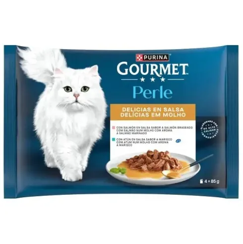 Gourmet Perle Delicias en Salsa con Salmón y Atún 4x85g