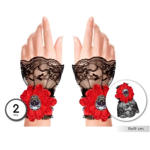 Guantes Corto Encaje Catrina