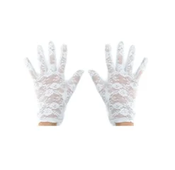 Guantes Cortos Encaje Blanco